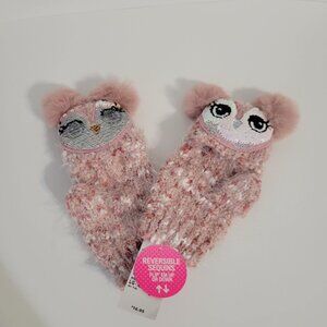 Children's Place Girls Owl Gloves/Mitts with Reversible Sequins Size L/XL